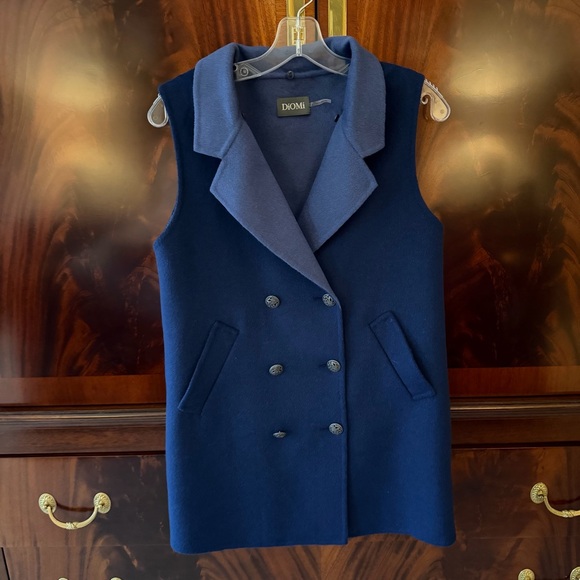 Diomi Blue Double-Breasted Vest Dress w/ Detachable Fur & Cape - Picture 9 of 14